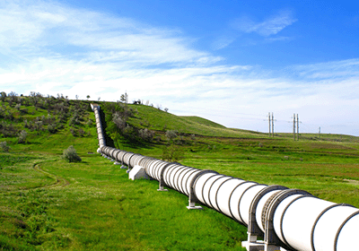 pipeline on green plain