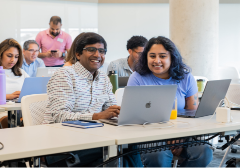 students collaborating in classroom