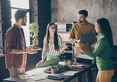 manager directing attentive team members