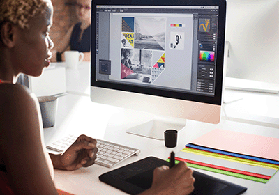 designer working with a trackpad