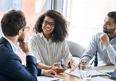 professional leading colleagues in project discussion project