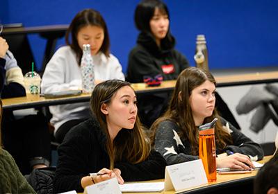 Students listening intently to a lecture
