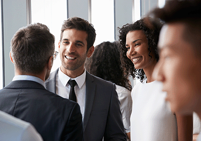 Professionals networking and mingling