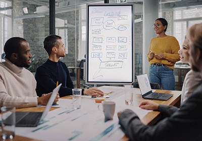 professional confidently presenting about project management