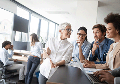 Leader presents to group