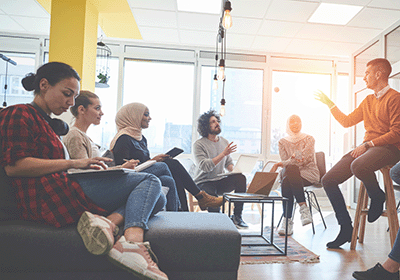 Group brainstorming and collaborating