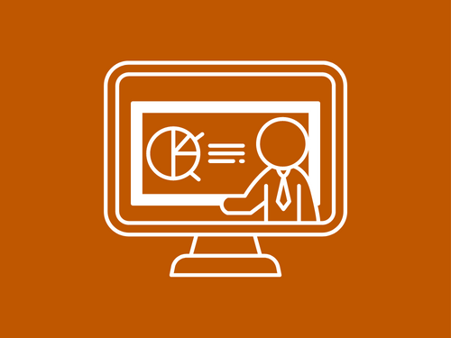 Icon of a computer screen displaying a lecture