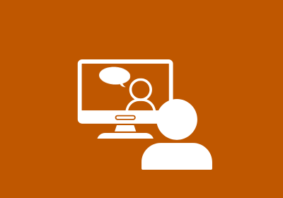 icon of person sillhouette in front of computer