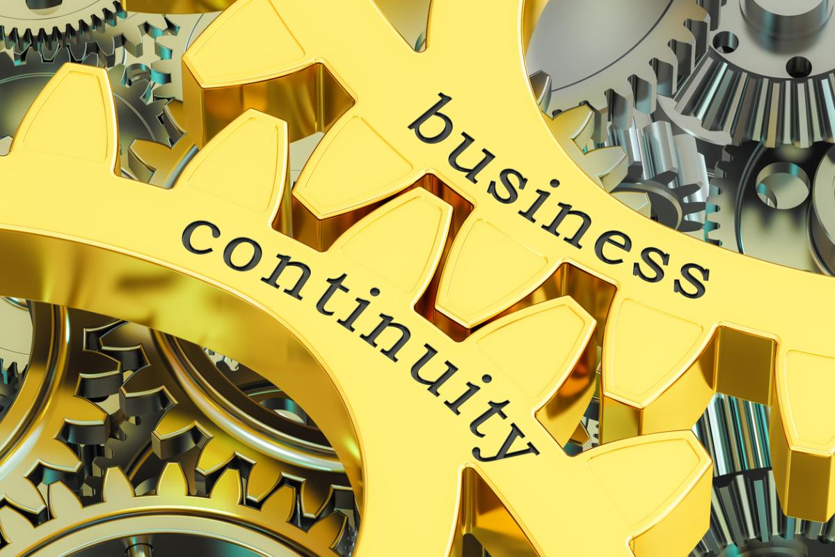 interlocking gears bearing printed words "Business Continuity"