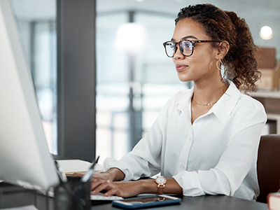 Woman working on a computer