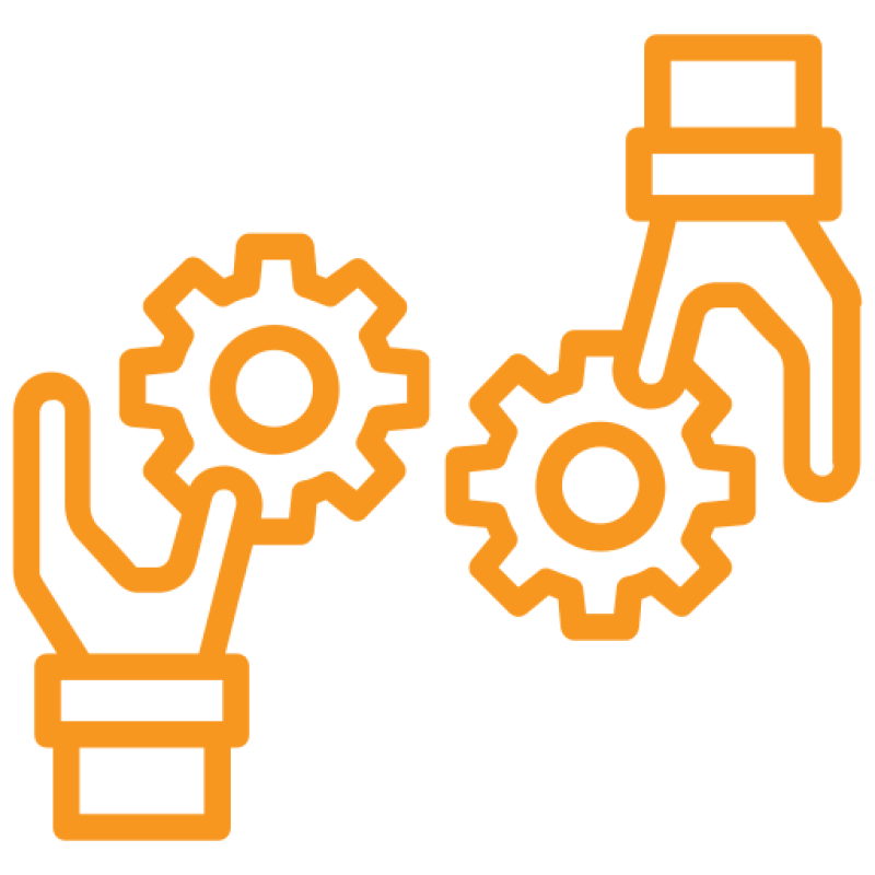 hands using gears to work together