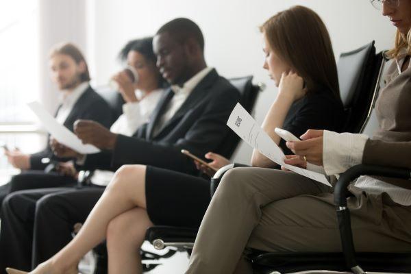 Diverse professionals waiting for job interview